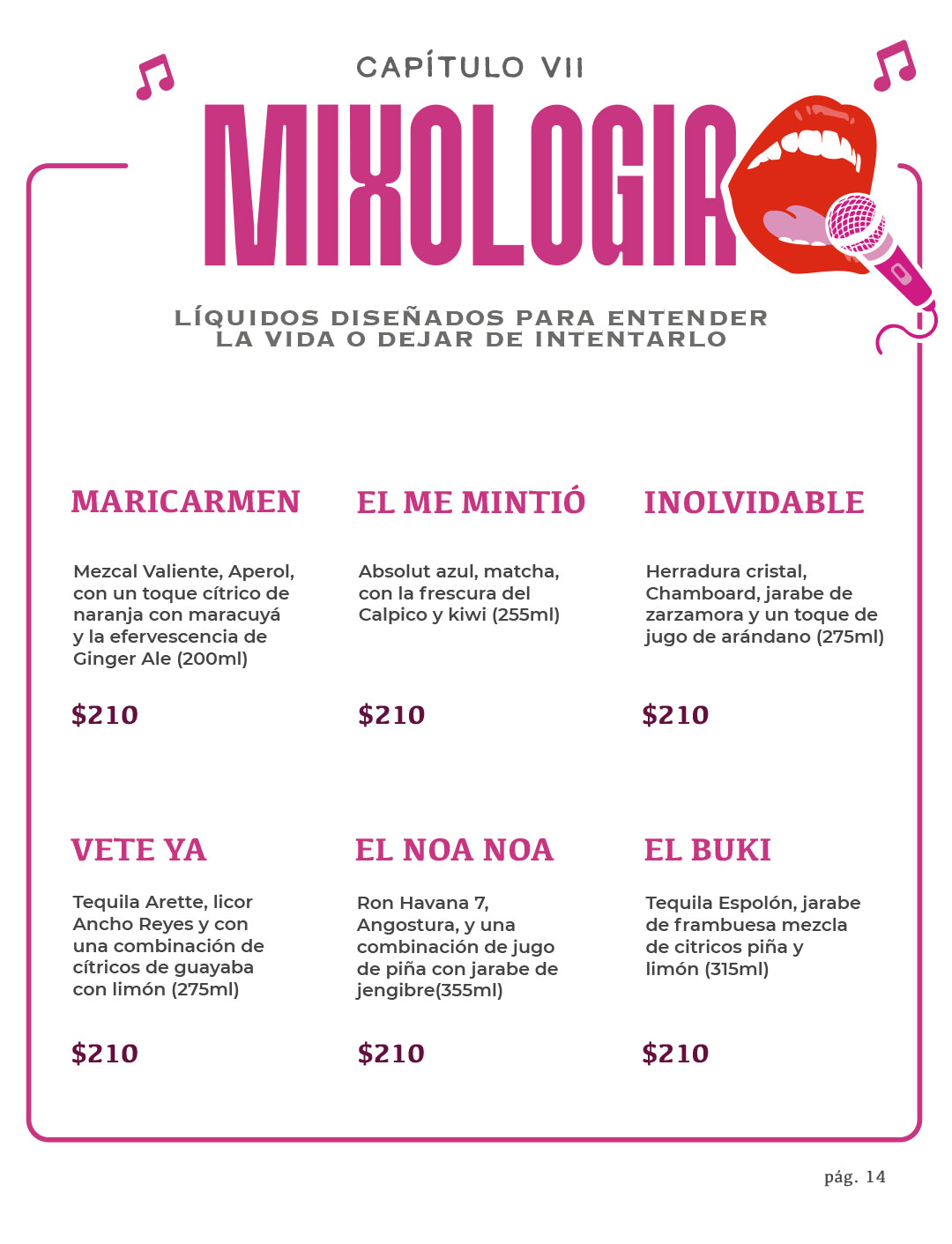 Carta de mixología de Maricarmen: cócteles de autor como Maricarmen, El noa noa y El buki